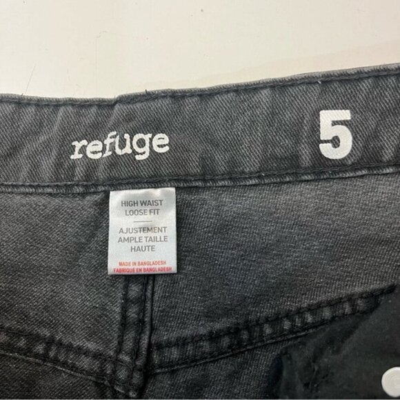 Refuge Denim High Waist Loose Fit Baggy Black Retro Jeans, size 5 - Picture 8 of 12